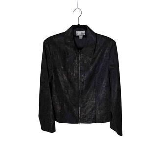Womens Joseph Ribkoff Textured Crosshatch Full Zip Veston Jacket Paisley Size 14